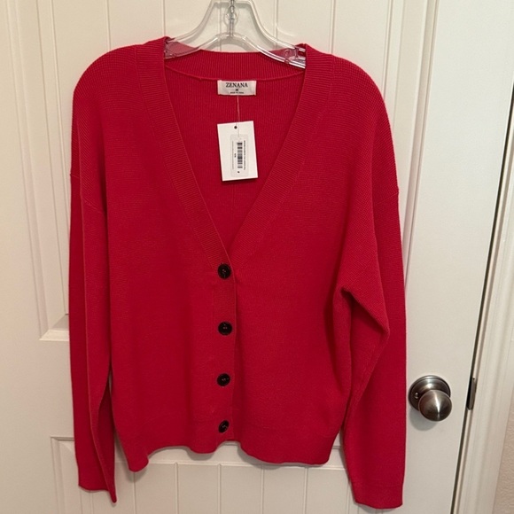Zenana Outfitters Sweaters - Zenana Women's Red Button-Up Cardigan Size Large